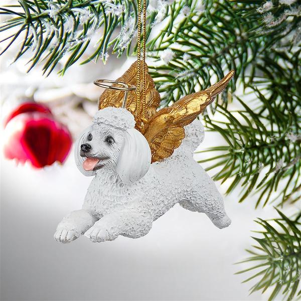 Design Toscano Honor the Pooch: White Poodle Holiday Dog Angel Ornament JH170731